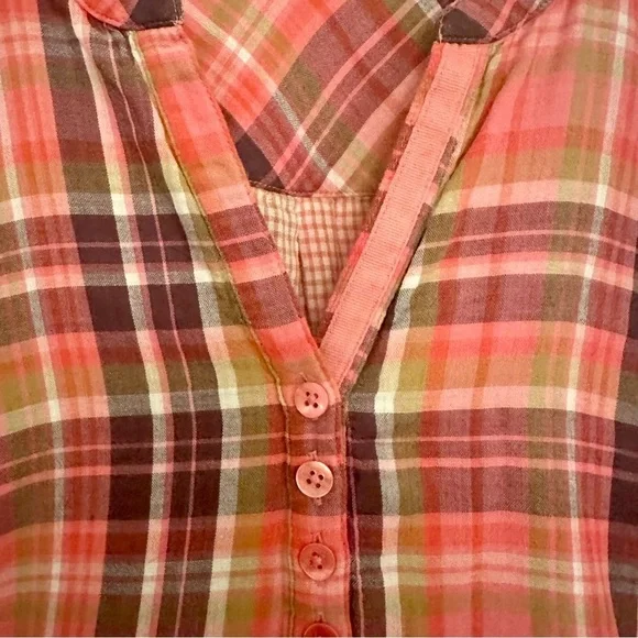 Soft Surroundings Plaid Short Sleeve Top Size Medium - Picture 6 of 12